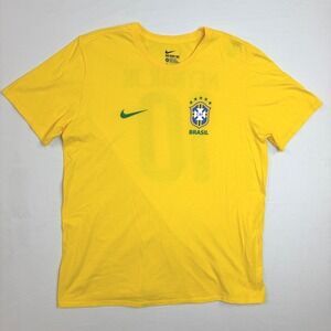 Nike Brazil CBF Neymar Jr 10 Soccer T-Shirt Men XL Yellow Athletic Cut World Cup